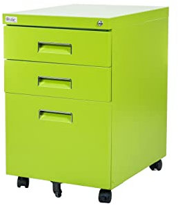 Jet-Line® | Büro Rollcontainer | Metall | 3 Schubladen | Hängeregister | abschließbar | Aktenschrank | Büromöbel | Homeoffice | Büroschrank | Grün