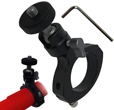 Recall Metal 1/4 Quarter Inch Screw Handlebar Clamp Action Camera Mount Bracket For Motorbikes Motorcycles Some Bicycles 27mm - 35mm Clamping and Allen Key