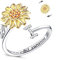 Kucheed Fidget Ring Für Frauen, Sonnenblume, Größenverstellbarer Spinner-Ring, Silber Stapelbar Anti-Stress-Buchstabe Fingerkreis, Graviert 'You Are My Sunshine' Im Inneren Des Schmucks(I)
