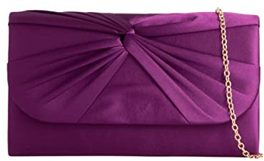 A2ZUKFASHION Pochette da donna in raso pieghettato, per feste, balli, donne, matrimoni, serate, a spalla, Viola