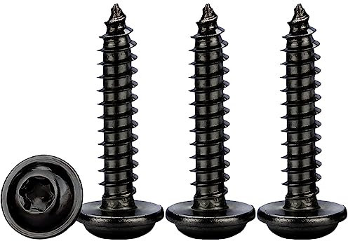 Drenky Vis a Bois Inox M4x16mm,50 Pièces Vis à Tôle Autoforeuse avec Rondelle Acier Inoxydable A2 V2A Noir Vis Autotaraudeuse à Tête Plate Dureté élevée,Filets Métriques Standard