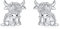 PROESS Highland Kuh Ohrringe 925 Sterling Silber Kuh Ohrstecker Schottland Highland Kuh Schmuck Kuh Geschenke für Frauen Mädchen Tochter
