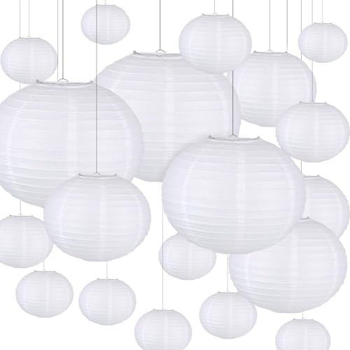 20 Stück Rund Lampenschirm, Rund Papier Lampion, Weiße Papier Laterne, Handgefertigt Und Wiederverwendbar, Zum Dekorieren Von Geburtstagsfeiern, Verlobungen Oder Hochzeiten, Weihnachten Und Neujahr