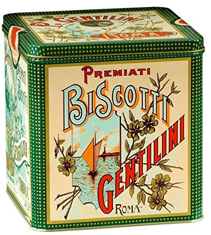 Biscottiera Gentilini Retrò in latta con 1 kg di biscotti
