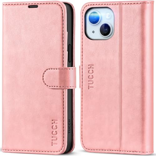 TUCCH Wallet Case for iPhone 15 Plus (6.7) 2023 5G, Magnetic PU Leather Foldable Case with[RFID Blocking] Card Slot[Shockproof TPU] Kickstand Flip Folio Cover Compatible with iPhone 15 Plus, Pink