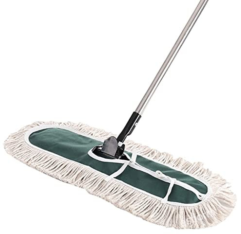 Fregona Plana de Hilo de algodón Grande con Mango Ajustable, Limpieza de Suelo de Madera Dura, Limpiador de fregona Industrial para el hogar y la Oficina (Onecolor 110cm)