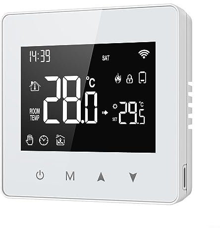 Smart Programmierbares Thermostat, Tuya Zigbee Thermostat Betrieben durch Batterie, Smart Thermostate Boiler WLAN Heizungsthermostat Digital Wandmontage Ofen Thermostat mit LCD Display APP Steuerung