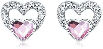 Herz-Ohrringe für Frauen, 925er-Sterlingsilber 12 Geburtsmonat-Ohrringe Geburtsstein-Ohrringe baumelnde Brisur-Ohrringe CZ-Ohrstecker Geburtstag Weihnachten Geschenke für Mädchen