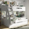 Flair Furnishings Triple Bunk Beds for Kids, Trundle Bed, Heavy Duty and Sturdy, Cosy, Stylish, Space-Saving Design (White)