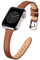 Lederarmband Kompatibel mit Apple Watch Armband 42mm(Serie 10) 41mm 40mm 38mm,Damen Echtes dünnes Ersatzband,Schlank Armbänder für Apple watch SE/iwatch Serie 10/9/8/7/6/5/4/3/2/1(Braun&Polarstern)