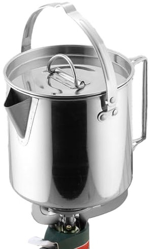 Decorhome Camping Kettle, Stainless Steel Coffee Maker, Camping Percolator Coffee Pot, Coffee Maker for Campfire or Stovetop Traveling Fast Brew, Picnic Cooker Kettle Camping Coffee Pot Hanging Pot