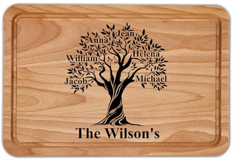 Personalised Family Chopping Board Family Tree Gift Idea for Mum Grandma
