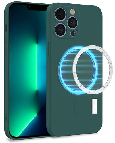 MyGadget Funda [ Compatible con MagSafe ] para Apple iPhone 13 Pro en Silicona TPU - Carcasa de Doble Capa - Case Resistente Antigolpes y Anti choques - Verde Oliva