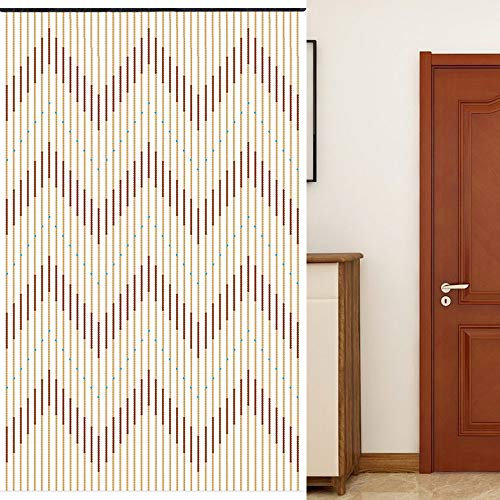 Wiefiche Rideau de porte à perles en bois - 90 x 220 cm - En bois naturel - Résistant aux insectes - Pour salon, chambre à coucher, armoire, café, restaurant