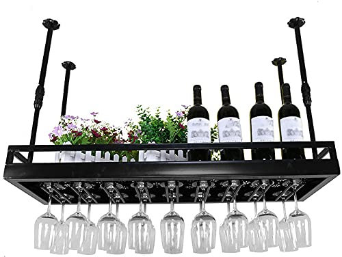 Casier À Vin En Fer Forgé | Support Flottant Pour Bouteilles De Vin Et Verres | Style Campagnard Rétro | Étagère De Rangement Élégante Pour Cuisine, Restaurant, Bar Ou Cave À Vin | Longueur 50/60/80