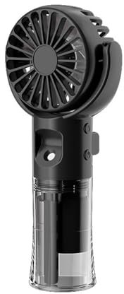 X-Institute Ventilador de mano recargable con ajuste de 4 velocidades, ventilador de mano con rociador de agua de refrigeración