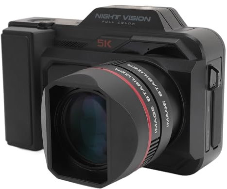 5K Night Vision Digital Camera, IR Night Vision 50MP Camcorder Video Camera Point & Shoot Digital Camera with 4 Large Screen, 50x Zoom, 4800mAh Rechargeable Battery, 64G SD Card