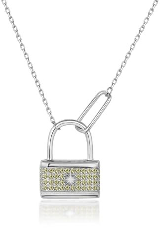 Love Me Chief Silberkette Für Damen 925 ohne Anhänger | Silber Halskette mit Vorhängeschloss und Nordstern-Motiv | Kette Schmuck Geschenk für Frauen, Hochzeit, Mutter, Freundin,(CN-021-8)