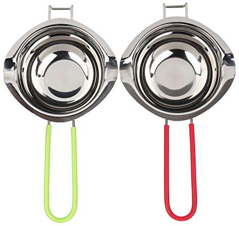 HAOHIZE Double Boiler Pot,2PCS 400ml Stainless Steel Melting Pot Cookware Tool for Butter Chocolate Cheese Kitchen Supplies (Green+red)