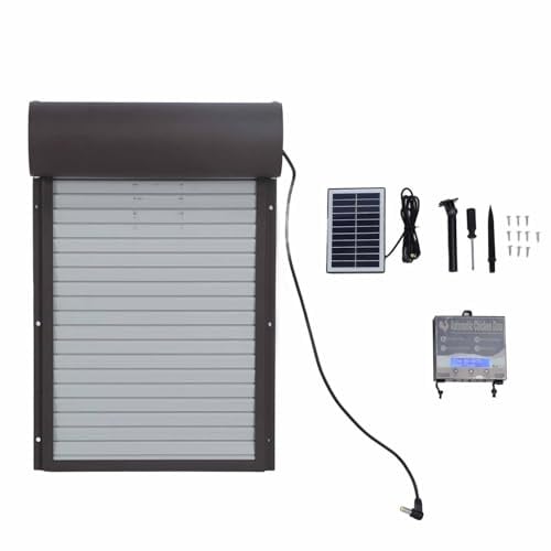 Porte Automatique de Poulailler avec Minuterie, Électrique à Énergie Solaire, Résistant à l'hiver, Écran LCD