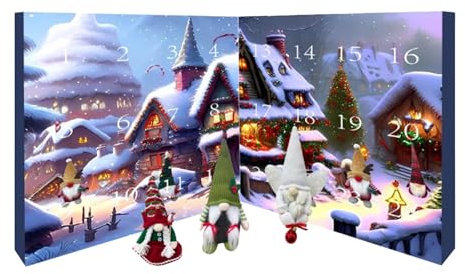 Wichtel Adventskalender 2024 | 24 Tage Weihnachtswichtel Countdown-Kalender mit Wichtelpuppen | Zwergplüschspielzeug Sammelfiguren Gnome Adventskalender für Kamin, Wohnzimmer