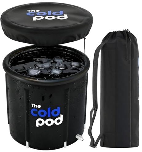 The Cold Pod Ice Bath for Atheletes,Fitness & Wim Hof Enthusiasts,Portable 320L Cold Plunge Tub at Home for Indoor and Outdoor Use with Cover & Drainage Hose - Easy Install & Chiller Compatible