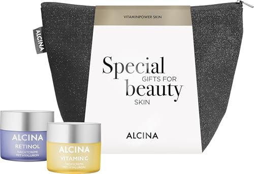 ALCINA Geschenkset Vitaminpower Haut - 1x Vitamin C Tagescreme & 1x Retinol Nachtcreme | 1x 50 ml & 1x 50 ml | 24h feuchtigkeitsspende Tagescreme | pflegende Nachtcreme | für glattere & straffere Haut