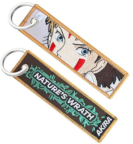 Genérico Porte-clés Anime Mononoke, porte-clés moto, voiture, sac à dos, clés, porte-clés pour motards, porte-clés original en tissu Manga, orange, 12 x 3