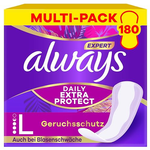 Always Expert Daily Extra Protection Long 180 Slipeinlagen (Sparpackung 3x60 Stück), Geruchsneutralisierend