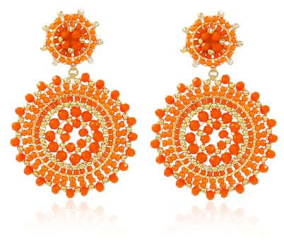 Orangefarbene Perlenohrringe für Frauen Bohemia Statement Seed Be Add Angle Sommer Strand Urlaub Ohrring als Geschenk
