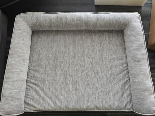 COZY KISS Orthopädisches Hundebett für Extra Große Hunde mit Abnehmbarem, 122x81x19cm, Waschbarem Bezug – Stützende Schaumstoff-Couch-Bett mit Wasserdichten Seitenteilen, Silbergrau
