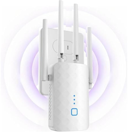 WLAN Verstärker, 1200Mbit/s WLAN Repeater mit 4 * 180° Schwenkbare Antenne Dualband 2,4GHz+5GHz WiFi Repeater mit WPS | 1200 Mbit/s | Mit LAN/WAN Port| Einfache Einrichtung