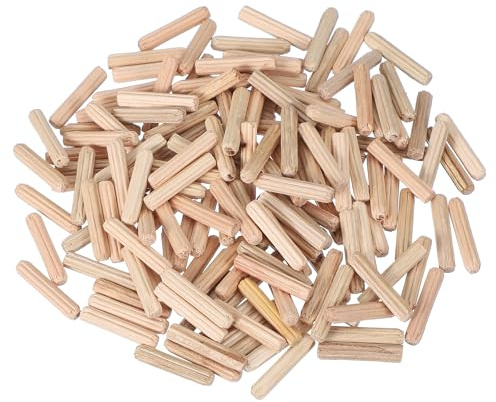 PATIKIL Träpluggar stift 4 mm x 20 mm (5/32 tum x 3/4 tum) raka trästavar för hantverksmöbler gör-det-själv träräfflade pluggar 150