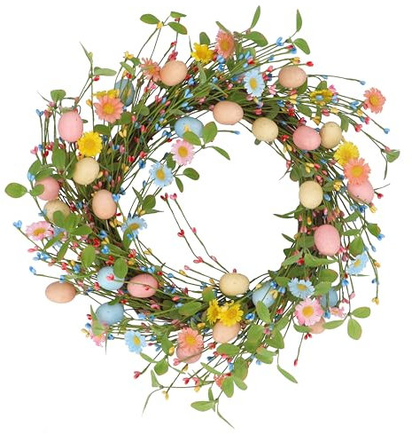 Gisela Graham Easter Wreath with Pastel Eggs