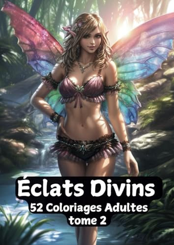 Éclats Divins 52 Coloriages Adultes tome 2: Fantasy & Art-Thérapie - Collection Premium de Dessins Anti-Stress avec Fées, Elfes et Créatures Magiques - Grand Format
