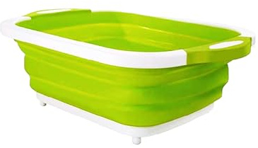 Collapsible Dish Pans for Washing Dishes, Space Saving Multiuse Foldable Sink Tub, Kitchen Storage Tray for Outdoor Camping, Vegetable Washing 36cm x 27cm x 8cm (Green)