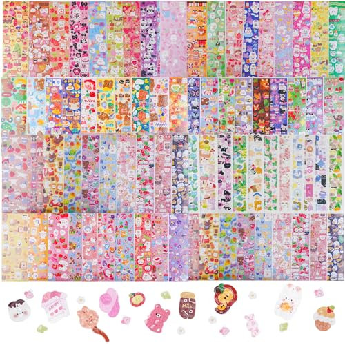 MoguGo 150 Blatt Kawaii Aufkleber Fotoalbum Sticker DIY Cute Tiere Aufkleber Scrapbook Stickers Sticker Set für Skateboard Scrapbook DIY Deko Trinkflasche Tassen