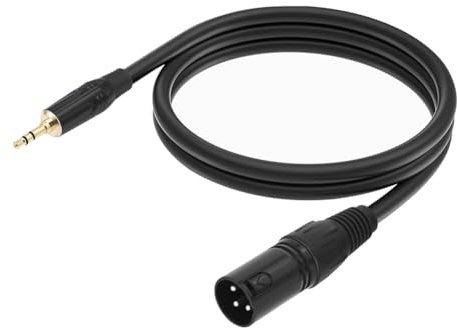 Pqahffowr - Adaptador de cable de 3,5 mm a XLR Mini Jack de 1/8 pulgadas, simétrico, TRS estéreo a cable de audio, micrófono macho XLR de 3 pines, 100 cm