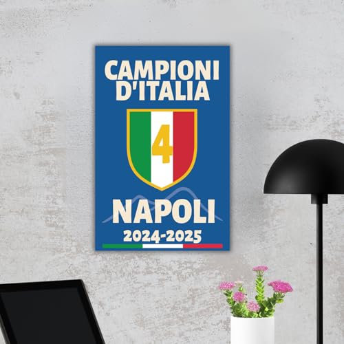 D&Vlab POSTER NAPOLI Celebrativo Napoli 4° Scudetto 2025 Campione D'Italia, STAMPA FOTOGRAFICA PROFESSIONALE 30x40 cm per Tifosi Partenopei Ultras Calcio Sport Napoletani Supporters Calcio