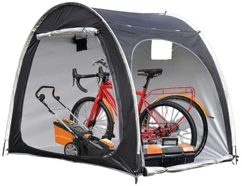 Fahrradabdeckung für den Außenbereich, Lagerzelt für Motorräder, verdicktes 210D-Oxford-Gewebe mit wasserdichter PU4000-Beschichtung, mit Tragetasche, für 4 Fahrräder oder Gartengeräte