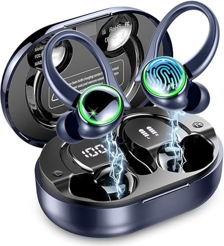 Matast Cuffie Bluetooth, IP7 Impermeabile Cuffiette, Ore Cuffie Wireless In Ear Cancellazione Rumore ENC e 4 HD Mics, Auricolari Bluetooth Sport con HiFi Stereo, Cuffie Senza Fili con LED Display