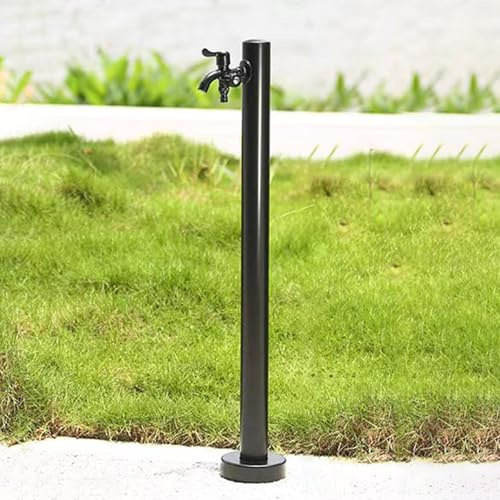 Fontana Giardino Verticale Fontana a Colonna in Acciaio Inox Rubinetto Esterno Antigelo con Rubinetto a Doppia Uscita E Tubo Interno in Acciaio Inox per Esterno Casa Giardino(95cm/37.4in)