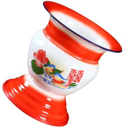 ROMISBABA Crachoir Émail Vintage Porcelaine Émaillée Pot de Chambre Chinois Portable Léger Structure Stable et Facile à Nettoyer pour Usage Domestique