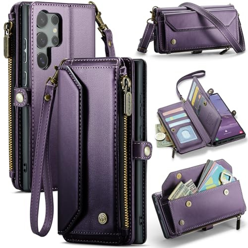 Wallet Case for iPhone 11 Pro, Bag Leather Phone Cover With Zipper Detachable Wrist Strap And Shoulder Strap