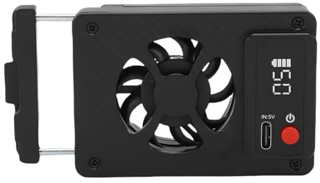 MENDUNER Camera Cooling Fan Black New, Mini Intelligent Cooling Fan for RP A7M4 A7C ZVE10 FX30 R5 Camera 5 Speeds External for Video Recording