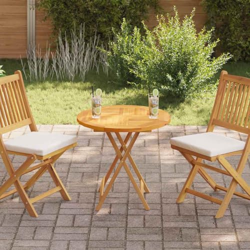 WRJENFSC Tischplatte Massivholz Teak 70 cm rund 2,5 cm fein geschliffen robust für Esszimmer Garten Bistro Outdoor Küche Balkon