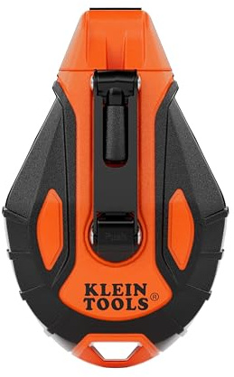 KLEIN TOOLS CHLK50S Chalk Reel, 50-Foot, 4:1 Gear Ratio, Quick-Release Spool Clutch, Chalk Line and Twist-Lock Top with a Nested Hook Design