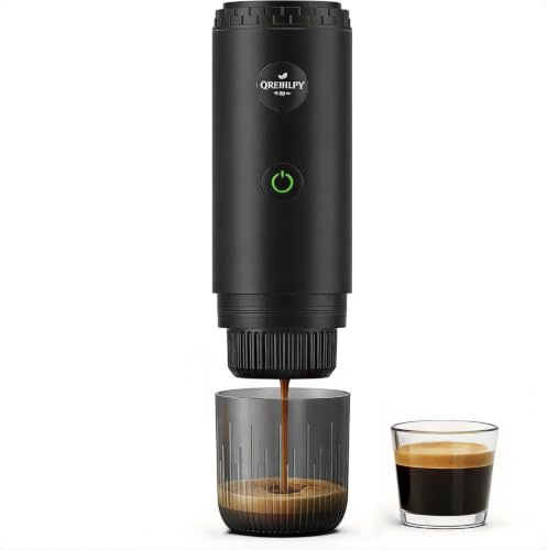 QREIHLPY Tragbare Espressomaschine Selbstheizend, 20 Bar Akku Kaffeemaschine To Go für Nespresso Kapseln & Kaffeepulver, Mini Reisekaffeemaschine für Camping, Auto, Büro