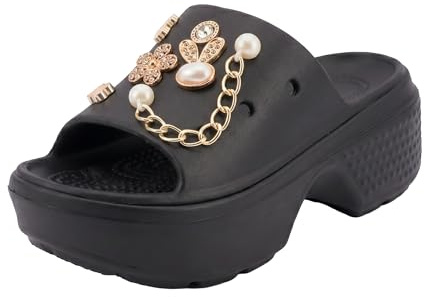 CLEIKS Chanclas Mujer Sandalias de Plataforma Tacón Alto 7.5cm EVA Zapatillas de Cuña Suela Gruesa con Accesorios DIY Zapatos de Verano Moda WES250398ES