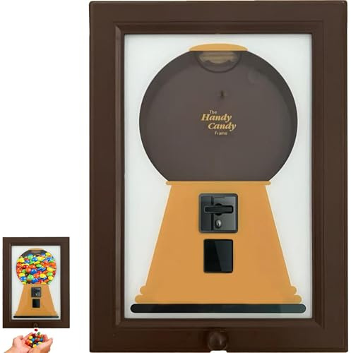 Gxdamxz Bilderrahmen Süßigkeitenspender, Süßigkeiten Spender Wandmontierter Handy Candy Dispenser Automat für Home, Office - Braun